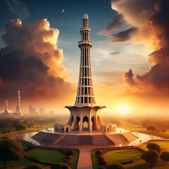 Miner e Pakistan Lahore, ai generated miner e Pakistan. 23 march resolution day 1940, resolution day.
