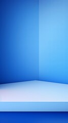 blue abstract background vector, empty room interior with gradient corner in a color for product presentation platform studio showcase mock up