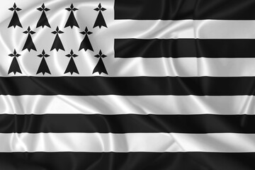 Flag of Brittany blowing in the wind