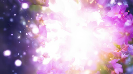 magic soft  background with  light  and  blooming  flowers banner