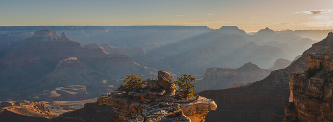 Sunrise over Grand Canyon, panoramic view