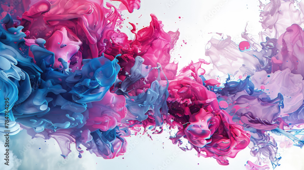 Poster various vibrant paints are being mixed together, creating a swirl of colors and textures in a mesmer