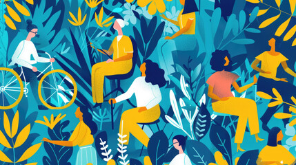 People riding bikes as they navigate through dense jungle foliage on a cycling adventure