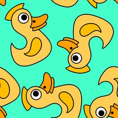 Cartoon animals birds seamless ducks pattern for wrapping paper and kids clothes and summer print