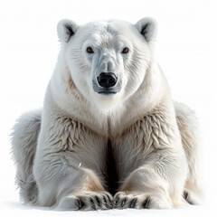 full body polar bear portrait in crouched position 