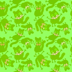 Watercolor spots animals seamless Halloween cats pattern for wrapping paper and fabrics and kids print and party