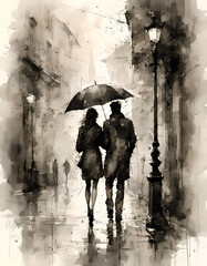 Couple in the Rain - 784786281