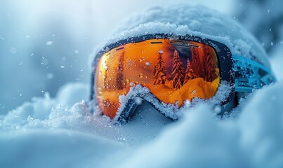 Abstract shot of goggles for winter sports on a white background, blurred motion
