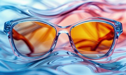 Abstract shot of sports sunglasses on a white background, blurred motion