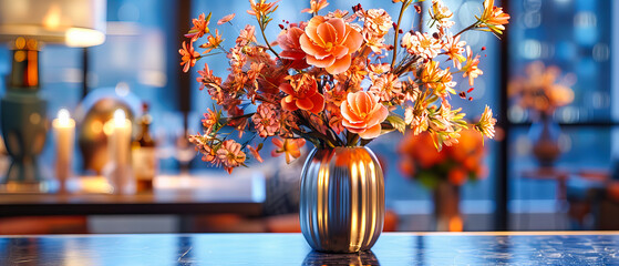 Fresh Flower Bouquet in Vase, Beautiful Floral Arrangement with Colorful Petals, Elegant Home Decor