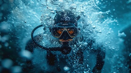 Diver mid-dive, captured in mid-air with a splash of water frozen