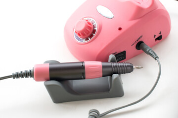 a machine for hardware manicure. Nail treatment and nail polish removal