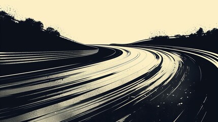 Road racing set, circular track road illustration, modern illustration - obrazy, fototapety, plakaty