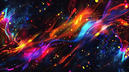 Abstract Oil Painting effect background, Neon and Glow Effects: Bright, glowing lines and shapes on dark backgrounds. 