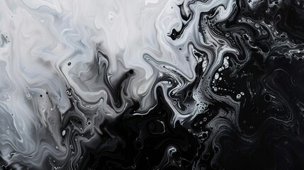 Abstract oil, monochrome, black white gradient, close-up, matte finish. 
