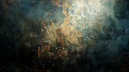 Grunge oil background, deep shadows, scratched texture, low angle, moody light. 