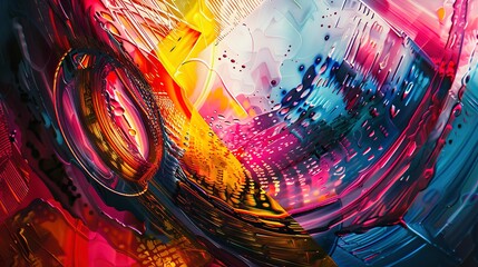 Oil painting Abstract, high-tech interface, oil effect, digital colors, direct light, macro detail.  - obrazy, fototapety, plakaty