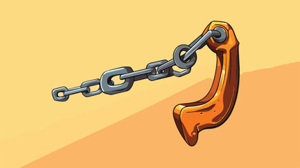 Vector illustration an iron hook on a chain. 2d flat