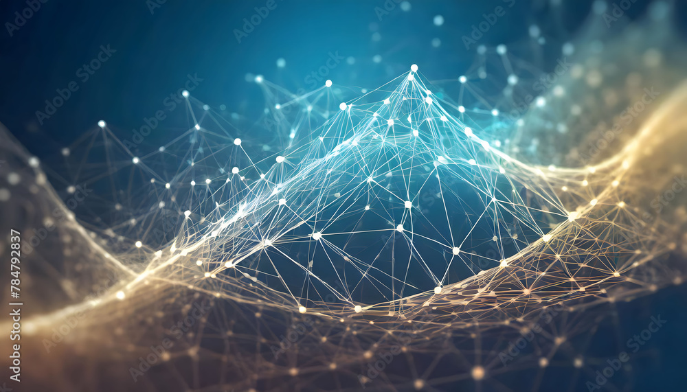 Poster abstract technology background with blue glowing lines and light effects representing connectivity a