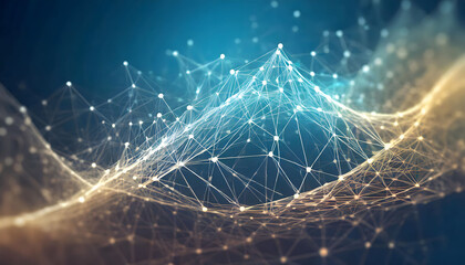 Abstract technology background with blue glowing lines and light effects representing connectivity and digital innovation.