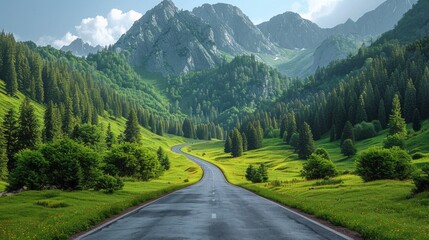 Beautiful Highway Road with untouched nature around