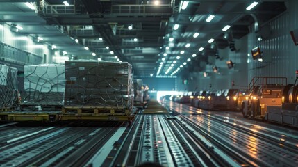 Cargo Security: Highlight security measures related to air cargo, such as screening equipment, security personnel conducting checks, and secure storage areas for high-value. Generative AI