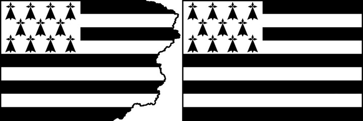Brittany flags vector. Standard flag and with torn edges