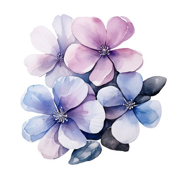 A delicate watercolor painting of blossoming flowers in soft pastel tones