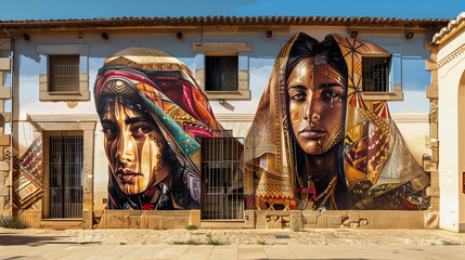 This striking mural captures the essence of women empowerment and female pride with its complex and detailed artwork on the building