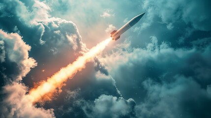 Rocket cruise missile, balistic missile taking of leaving trail of smoke