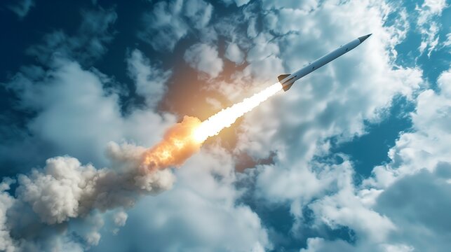 Rocket cruise missile, balistic missile taking of leaving trail of smoke