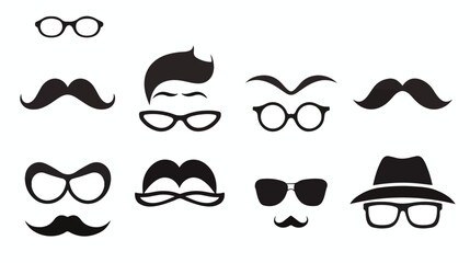 Vector illustration of hipster men glasses and must - obrazy, fototapety, plakaty