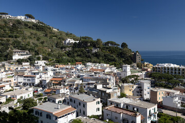Fototapeta na wymiar Aerial view of Lacco Ameno, a coastal village in the Ischia Island