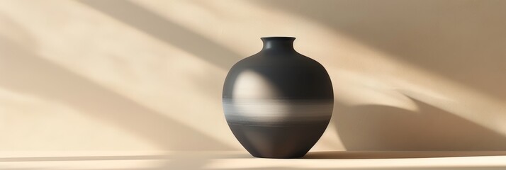 3d render of a minimalist vase with a ceramic, illustration, panorama