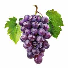 Fototapeta premium Isolated bunch of ripe, juicy grapes on white background