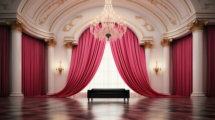 hot pink and white unfurnished ballroom black UHD Wallpaper