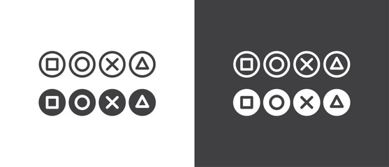 Video Game button, Game console. Game joystick vector, Game controller symbol signs, Gamepad icon vector illustration logo template in trendy flat style black and white background. © sugarstock