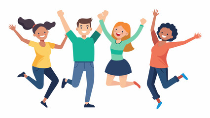 The students are jumping for joy vector illustration
