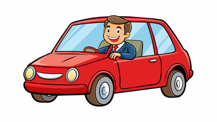 A, man is sitting inside the car vector illustration