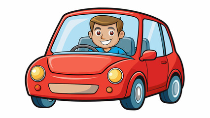 A, man is sitting inside the car vector illustration