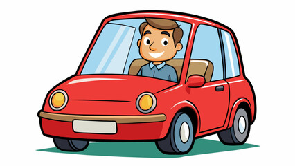 A, man is sitting inside the car vector illustration