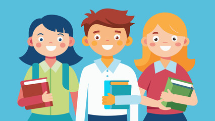 Students with new books vector illustration