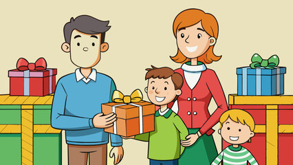  illustration of happy family with christmas  vector illustration