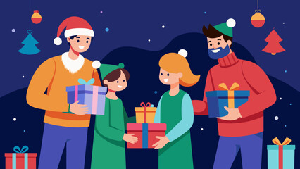  illustration of happy family with christmas  vector illustration