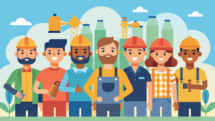 industrial workers team  vector illustration