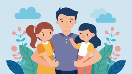 Sister's Day with Dad vector illustration