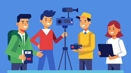 journalists of news channels vector illustration