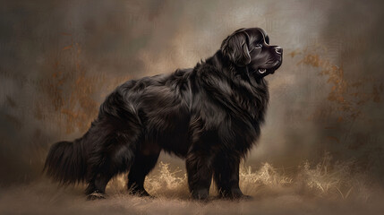 The Majestic Newfoundland Dog - A Portrait of Strength and Grace Amidst Nature