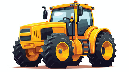 Obraz na płótnie Canvas Vector illustration the yellow tractor. 2d flat cartoon