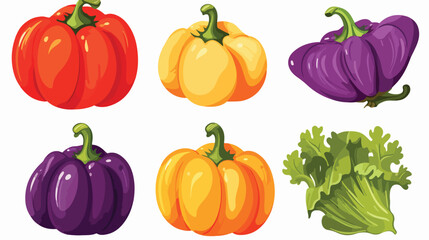 Vector illustration vegetables cabbage an eggplant